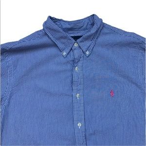Ralph Lauren Blue & White Striped Short Sleeve Polo XL